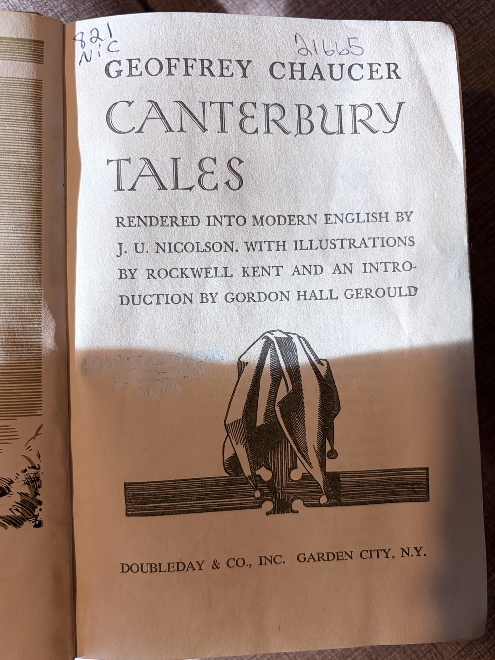 1934 Canterbury Tales in Modern English - Teal Cloth Hardcover